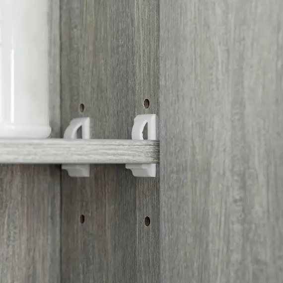 Buy Bathroom Mirror Cabinet, Wall Mounted Storage Cabinet with Adjustable Shelves, 3 Doors and Cupboards, Grey, 8 image