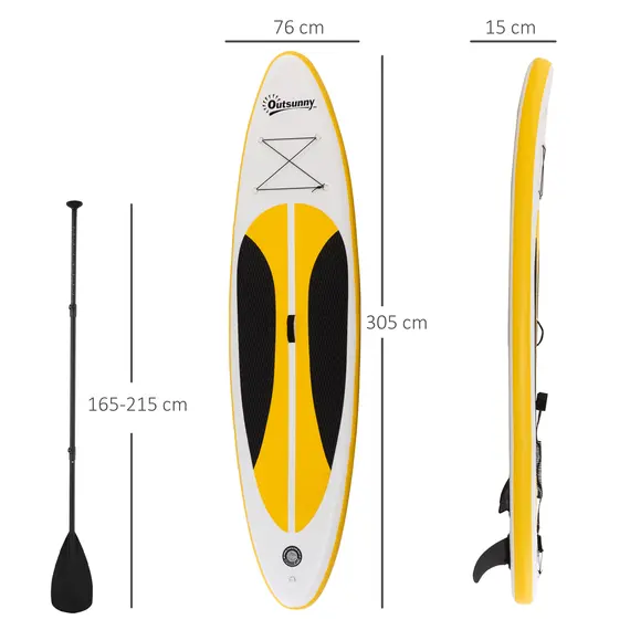 Buy 10' x 30" x 6" Inflatable Stand Up Paddle Board, Non-Slip & Ultra-Light Deck with ISUP Accessories, Adj Paddle, Backpack Bag, and Three Bottom Fins, for Youth Adults Beginner, White, 3 image