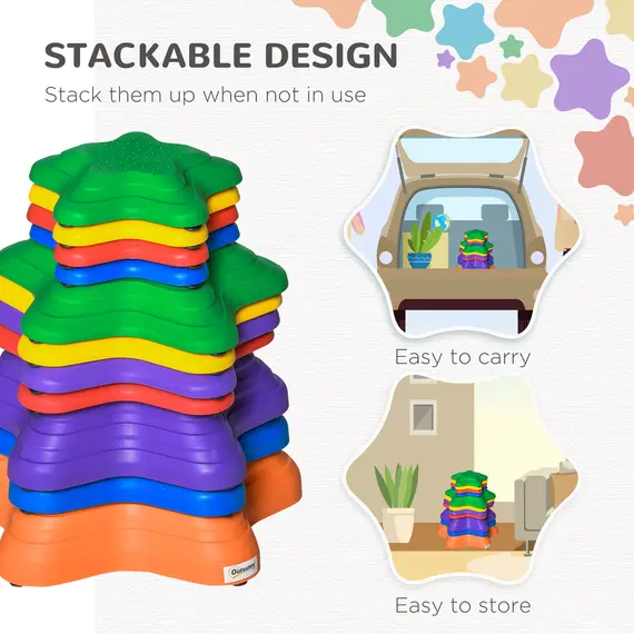 Buy 11-Piece Balance Stepping Stones for Kids Starfish Style Non-slip Obstacle Course Stackable Balance Blocks Garden Toys Encourage Toddler Balance Indoor Outdoor - Multicoloured, 4 image