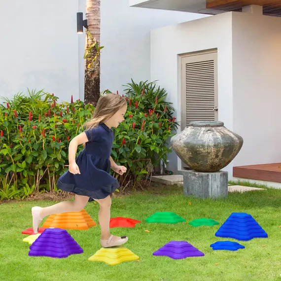 Buy 11-Piece Balance Stepping Stones for Kids Starfish Style Non-slip Obstacle Course Stackable Balance Blocks Garden Toys Encourage Toddler Balance Indoor Outdoor - Multicoloured, 2 image