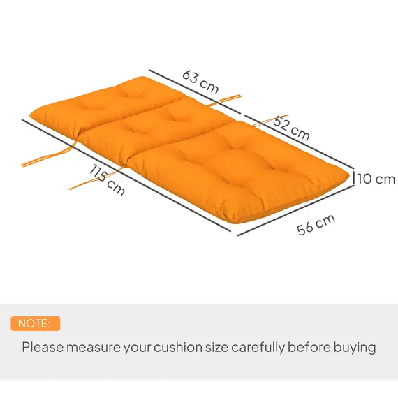 Buy 115 x 56cm Rocking Chair Padded Seat Cushion - Orange, 3 image