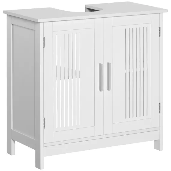 Buy Modern Under Sink Cabinet with 2 Doors, Bathroom Vanity Unit, Pedestal Under Sink Design, Storage Cupboard with Adjustable Shelves, White