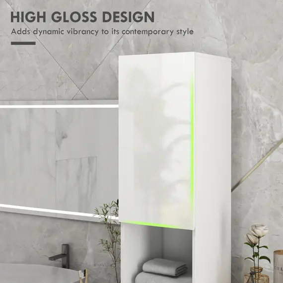 Buy Multi-Storage Slim Bathroom Cabinet - High Gloss White, 4 image