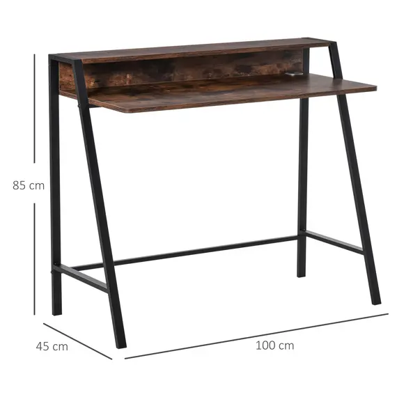 Buy Writing Desk Computer Table Home Office PC Laptop Workstation Storage Shelf 100L x 45W cm Rustic Brown, 3 image