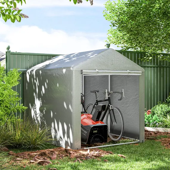 Buy 1.6 x 2.2m Garden Storage Shed Tent, with Accessories - Light Grey, 2 image