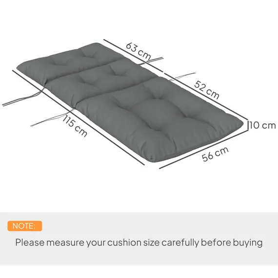 Buy 115 x 56cm Rocking Chair Padded Seat Cushion - Light Grey, 3 image