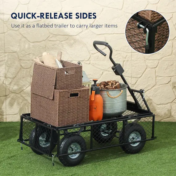Buy 114L Steel Frame Garden Cart Trolley - Blue, 5 image