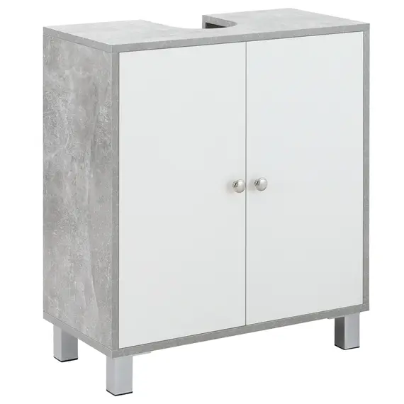 Buy Under Sink Cabinet, Bathroom Vanity Unit, Storage Cupboard with Adjustable Shelves, White and Grey