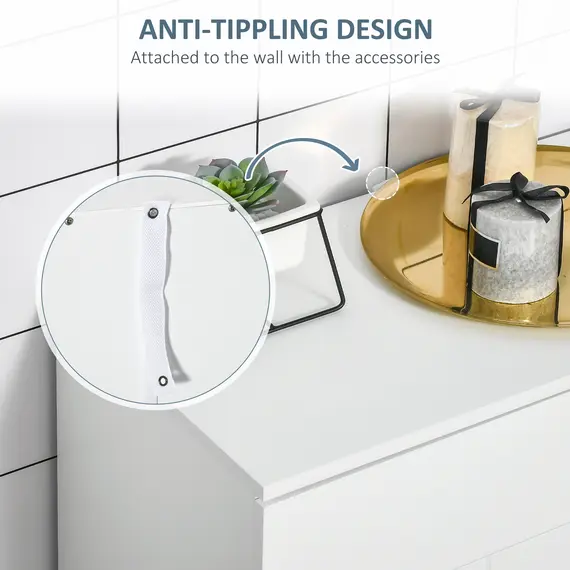 Buy Modern Bathroom Floor Cabinet, Free Standing Linen Cabinet, Storage Cupboard with 3 Tier Shelves, White, 7 image