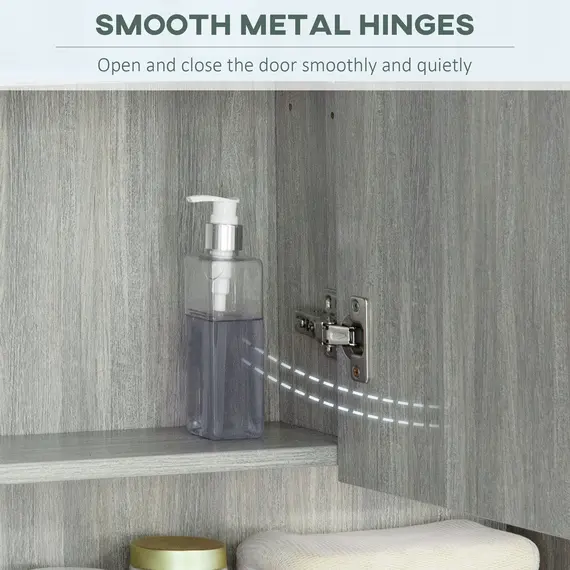 Buy Bathroom Mirror Cabinet, Wall Mounted Storage Cabinet with Adjustable Shelves, 3 Doors and Cupboards, Grey, 5 image
