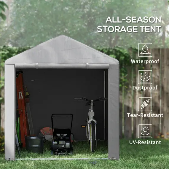 Buy 1.6 x 2.2m Garden Storage Shed Tent, with Accessories - Light Grey, 5 image