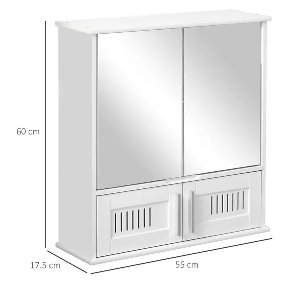 Buy Bathroom Mirror Cabinet, Wall Mounted Storage Cupboard with Double Doors and Adjustable Shelf, Bathroom Organizer, White, 3 image