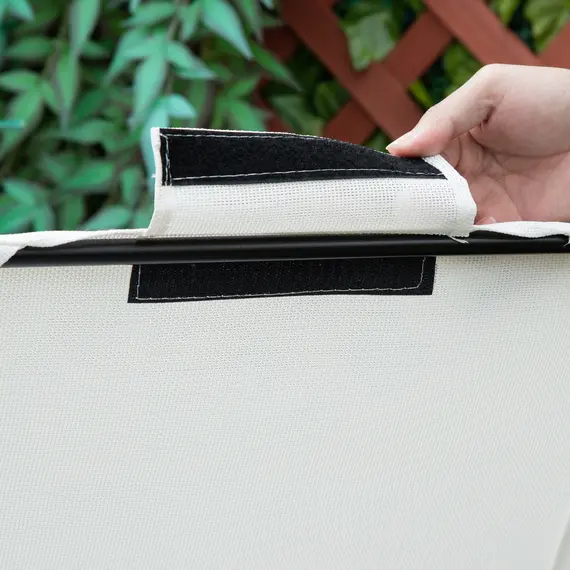 Buy 2 Piece Foldable Reclining Garden Chair with Headrest, Zero Gravity Deck Sun Lounger Seat Chair with Footrest, Armrest, Cup Holder & Canopy Shade, White, 9 image