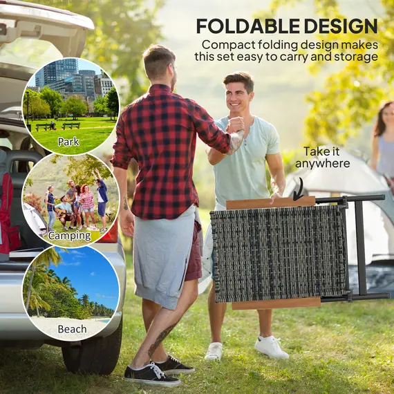 Buy 2 Pieces Outdoor Foldable Dining Chair with Armrests, High Backrest, for Garden, Camping, Balcony, Mixed-grey, 6 image