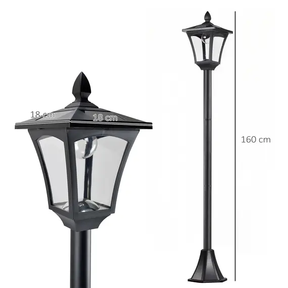 Buy 2 Pieces Outdoor Garden Solar Post Lamp Sensor Dimmable LED Lantern Bollard Pathway 1.6M Tall - Black, 3 image
