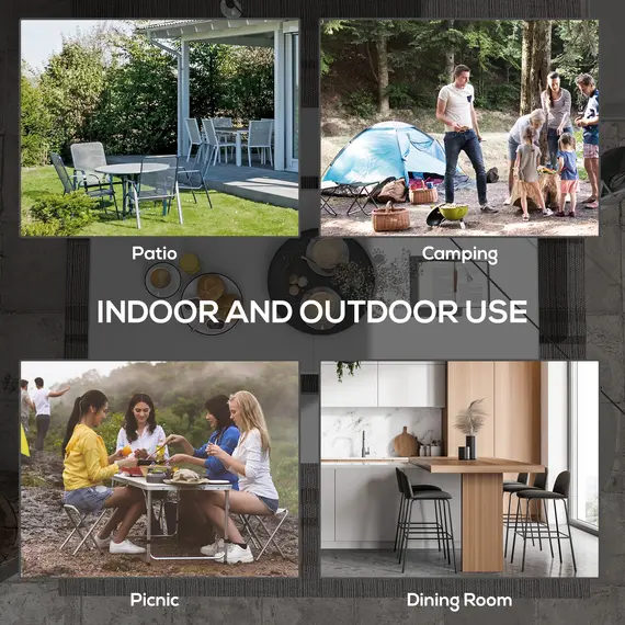 Buy 180 x 75cm Folding Garden Table, Outdoor HDPE Picnic Table for 6, Rectangular Patio Table with Metal Frame, White, 6 image