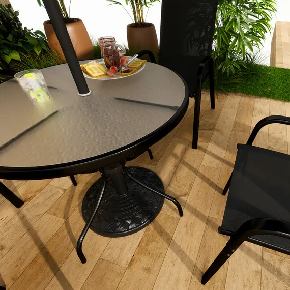 Buy 12kg Garden Parasol Base, Round Resin Garden Umbrella Base, Heavy Duty Parasol Stand for 38mm or 48mm Outdoor Umbrella Poles, Black, 7 image