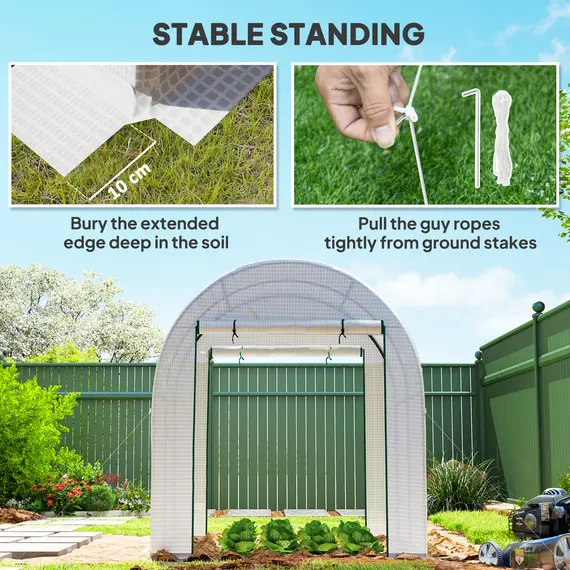Buy 180 x 180cm Walk-In Polytunnel Greenhouse - White, 7 image