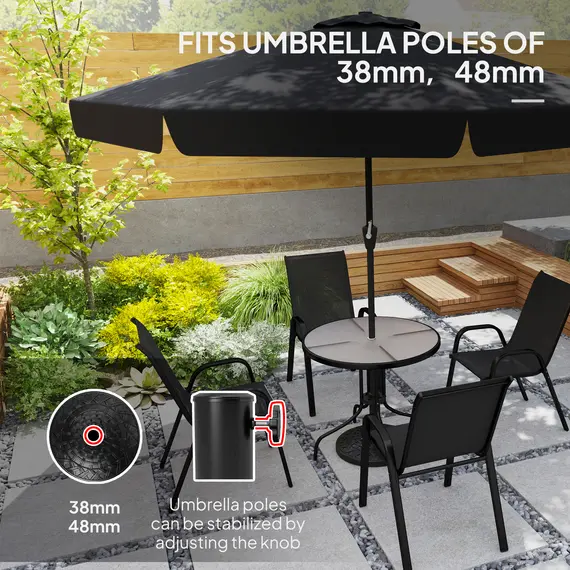 Buy 12kg Garden Parasol Base, Round Resin Garden Umbrella Base, Heavy Duty Parasol Stand for 38mm or 48mm Outdoor Umbrella Poles, Black, 4 image