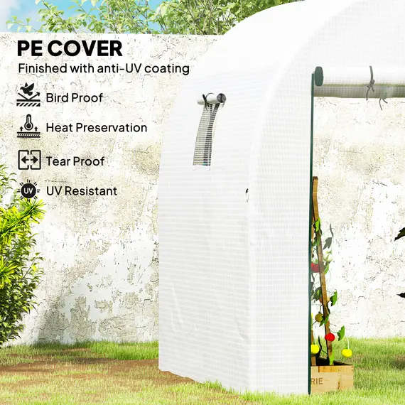 Buy 180 x 180cm Walk-In Polytunnel Greenhouse - White, 4 image