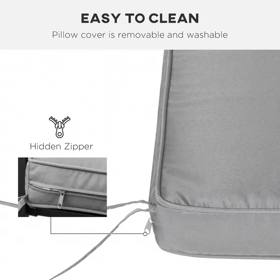 Buy 2 Seater Garden Bench Cushion -Light Grey, 5 image