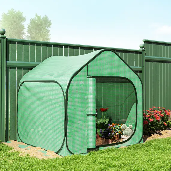 Buy 150 x 148cm Pop-Up Greenhouse - Green, 9 image