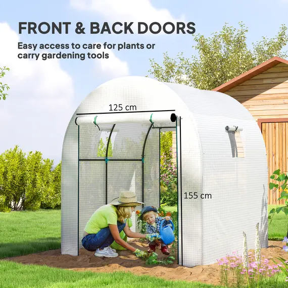 Buy 180 x 180cm Walk-In Polytunnel Greenhouse - White, 5 image