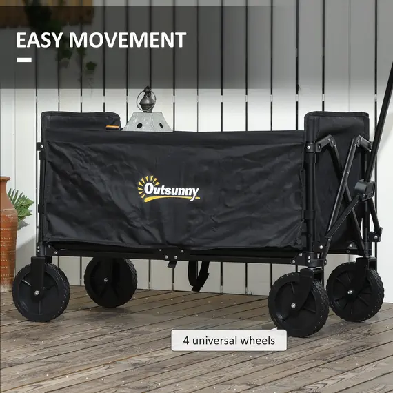 Buy 120L Festival Trolley on Wheels, Folding & Compact Camping Trolley Cart with Adjustable Handle for Garden, Beach, Fishing, Black, 7 image