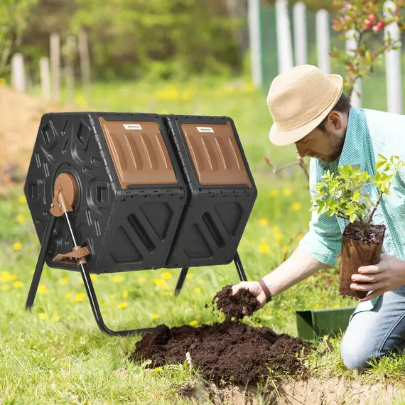 Buy 130L Double Chamber Composter - Black, 2 image
