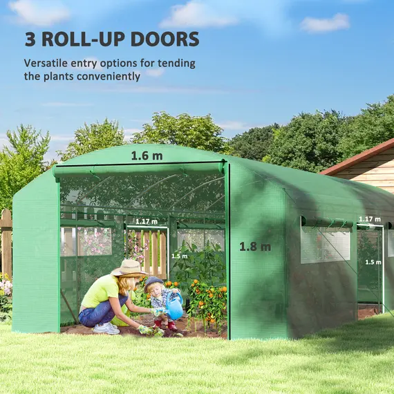 Buy 19 x 9.8ft Walk-In Polytunnel Greenhouse - Green, 4 image