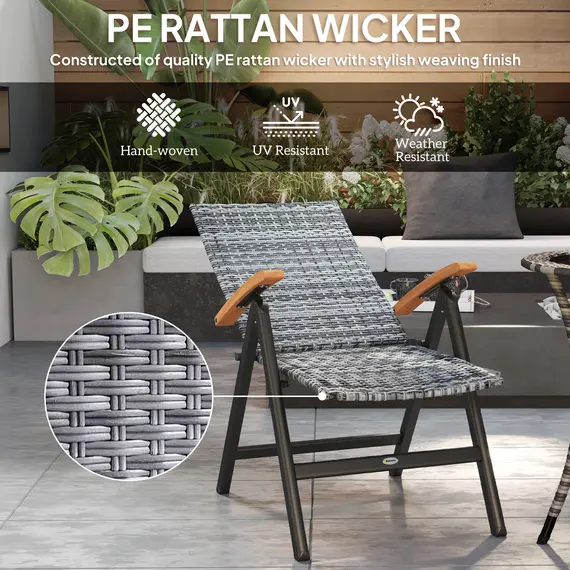 Buy 2 Pieces Outdoor Foldable Dining Chair with Armrests, High Backrest, for Garden, Camping, Balcony, Light Grey, 5 image