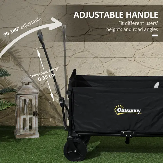 Buy 120L Festival Trolley on Wheels, Folding & Compact Camping Trolley Cart with Adjustable Handle for Garden, Beach, Fishing, Black, 8 image