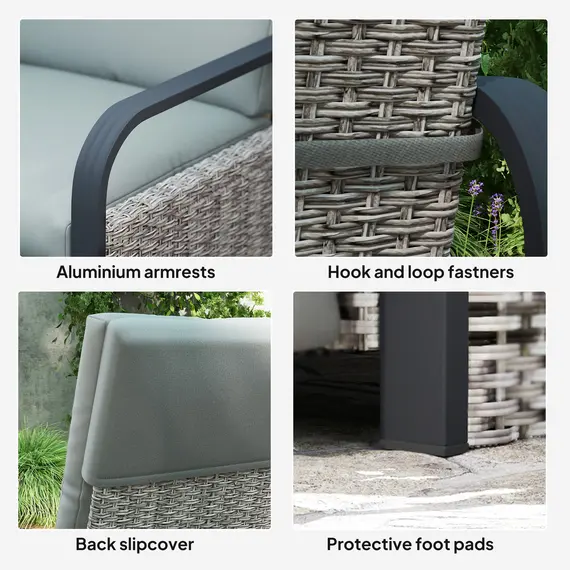 Buy 140° Reclining Rattan Armchair - Mixed Grey, 8 image