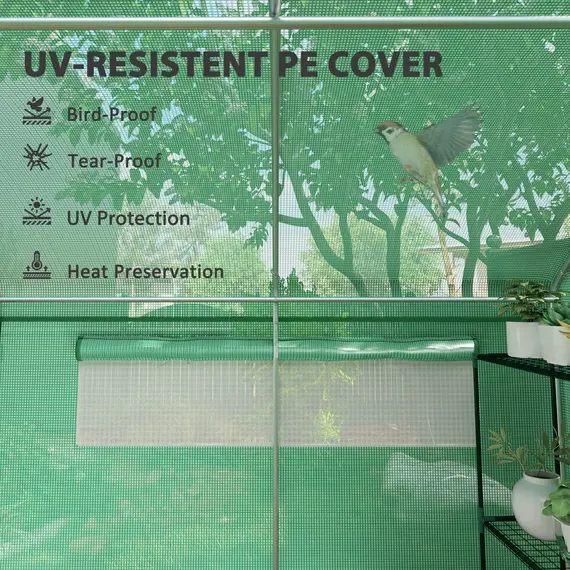 Buy 19 x 9.8ft Walk-In Polytunnel Greenhouse - Green, 6 image