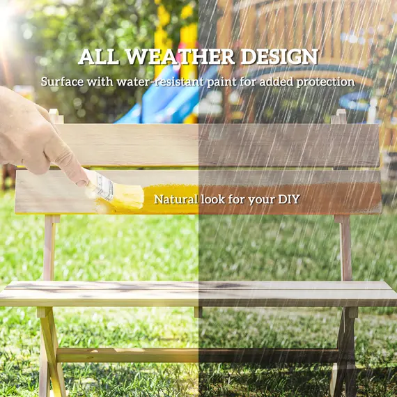 Buy 2 Seater Wooden Garden Bench, Fir Wood Outdoor Bench, Garden Loveseat with Slatted Seat, Sloping Back and Wide Feet for Patio, Park, Natural Wood Finish, 6 image