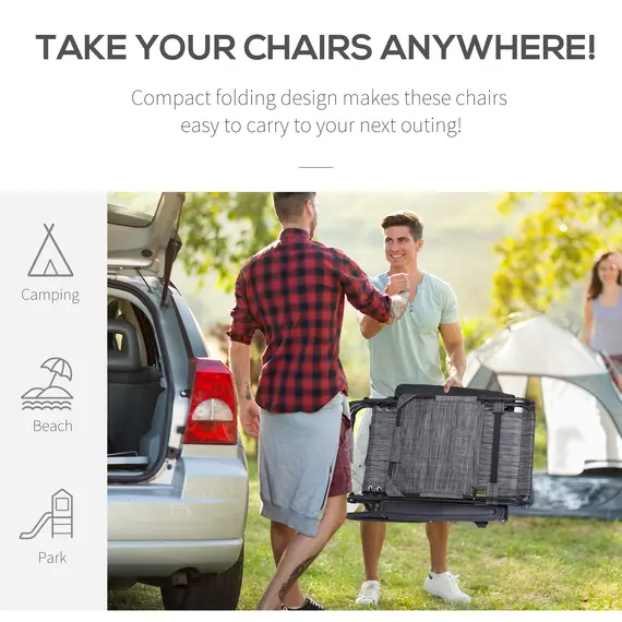 Buy 2 Piece Foldable Reclining Garden Chair with Headrest, Zero Gravity Deck Sun Lounger Seat Chair with Footrest, Armrest, Cup Holder & Canopy Shade, Grey, 6 image
