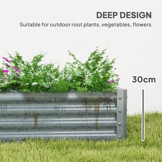 Buy 180 x 90cm Galvanised Steel Open Planter - Silver, 4 image