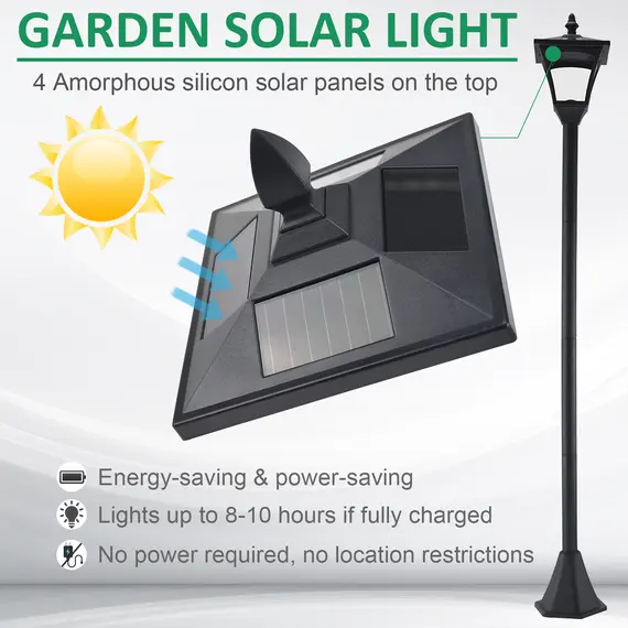 Buy 2 Pieces Outdoor Garden Solar Post Lamp Sensor Dimmable LED Lantern Bollard Pathway 1.6M Tall - Black, 4 image