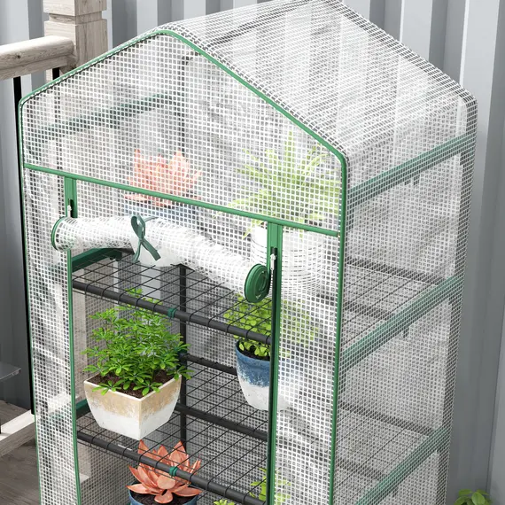 Buy 193cm Five Shelf Mini Greenhouse - White, 7 image
