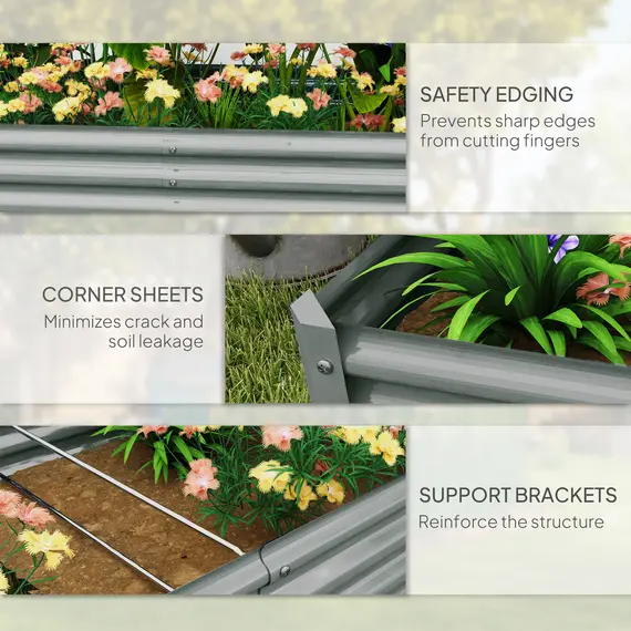 Buy 180 x 90cm Galvanised Steel Open Planter - Silver, 7 image