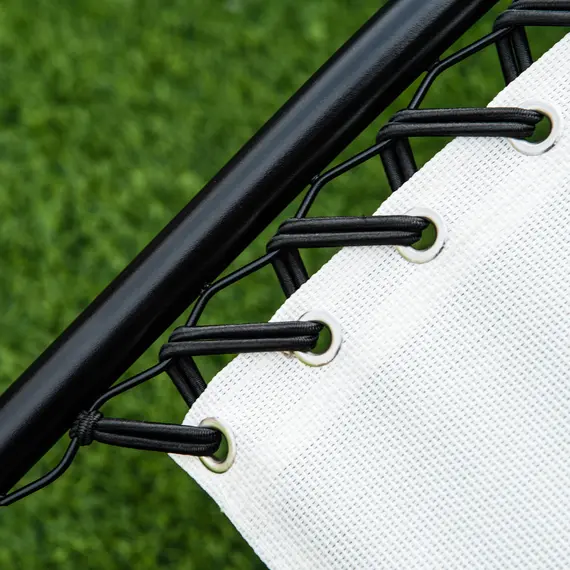 Buy 2 Piece Foldable Reclining Garden Chair with Headrest, Zero Gravity Deck Sun Lounger Seat Chair with Footrest, Armrest, Cup Holder & Canopy Shade, White, 8 image