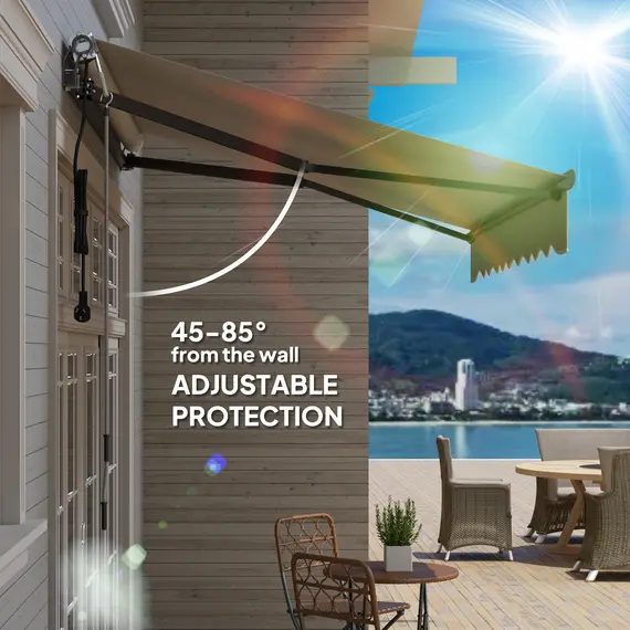 Buy 2.5 x 2m Electric Awning with Remote Controller, Aluminium Frame DIY Retractable Awning, UV30+ Sun Shade Canopy for Garden Patio Deck Door Window, Light Grey, 6 image