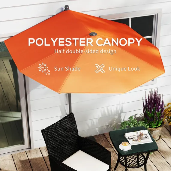 Buy 2m Half Parasol Umbrella - Orange, 7 image