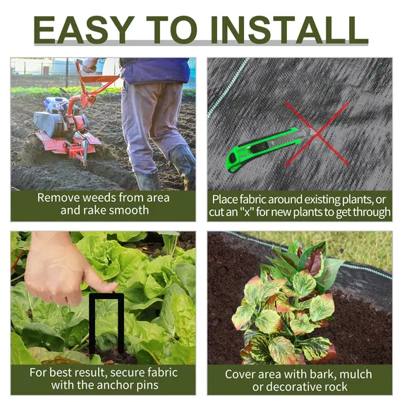 Buy 2m x 50m Weed Control Membrane, Heavy Duty Weed Control Barrier Fabric, 90gsm Ground Cover for Patios, Garden, Flower beds, Landscaping, 6 image