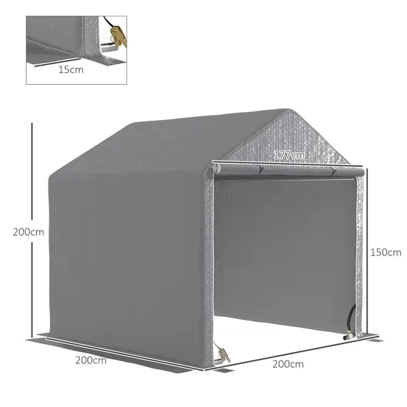 Buy 2 x 2m Garden Fabric Storage Tent - Grey, 3 image
