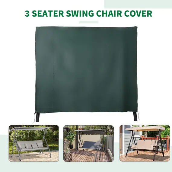 Buy 205 x 124cm Three-Seater Swing Chair Protective Cover Deep Green, 5 image