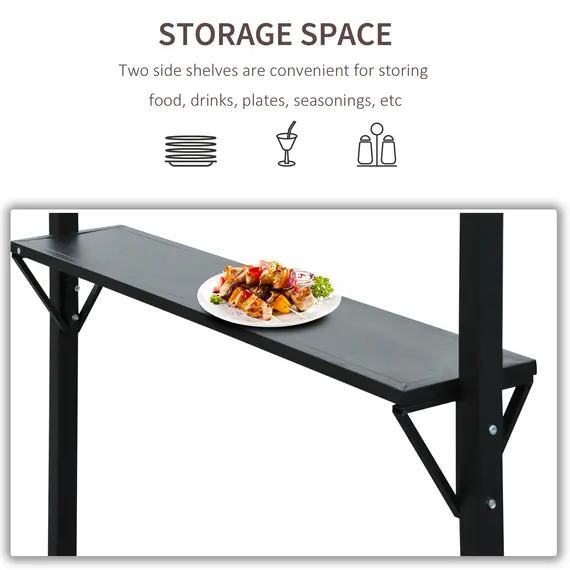 Buy 2.4 x 1.5 m (8' x 5') Grill Gazebo Canopy with Extendable Side Awnings, Outdoor BBQ Gazebo Shelter with 2 Side Shelves for Garden, Patio, Barbecue, Picnic, Coffee, 6 image