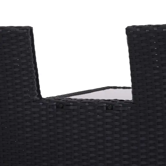 Buy 2-Seater Rattan Chair Set W/Middle Tea Table-Black, 7 image