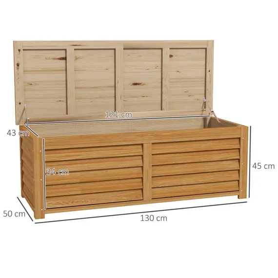 Buy 292L Outdoor Storage Box, Wooden Deck Box Garden Storage Container for Balcony, Porch, Poolside, Light Brown, 3 image