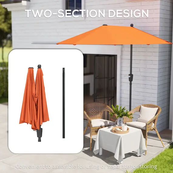 Buy 2m Half Parasol Umbrella - Orange, 6 image